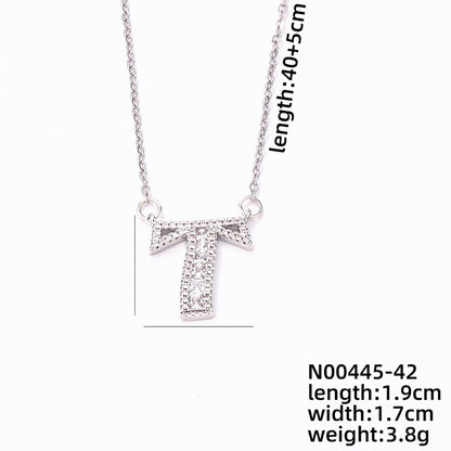 Simple Style Classic Style Letter Stainless Steel Copper Plating Inlay Zircon Silver Plated Pendant Necklace