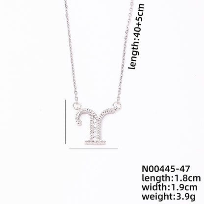 Simple Style Classic Style Letter Stainless Steel Copper Plating Inlay Zircon Silver Plated Pendant Necklace