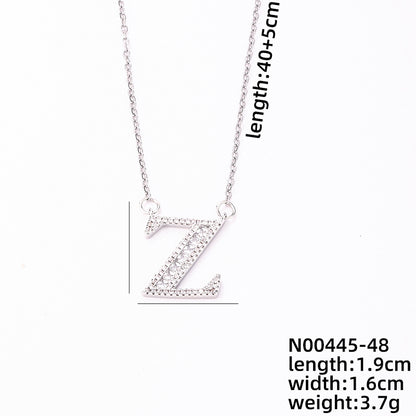 Simple Style Classic Style Letter Stainless Steel Copper Plating Inlay Zircon Silver Plated Pendant Necklace