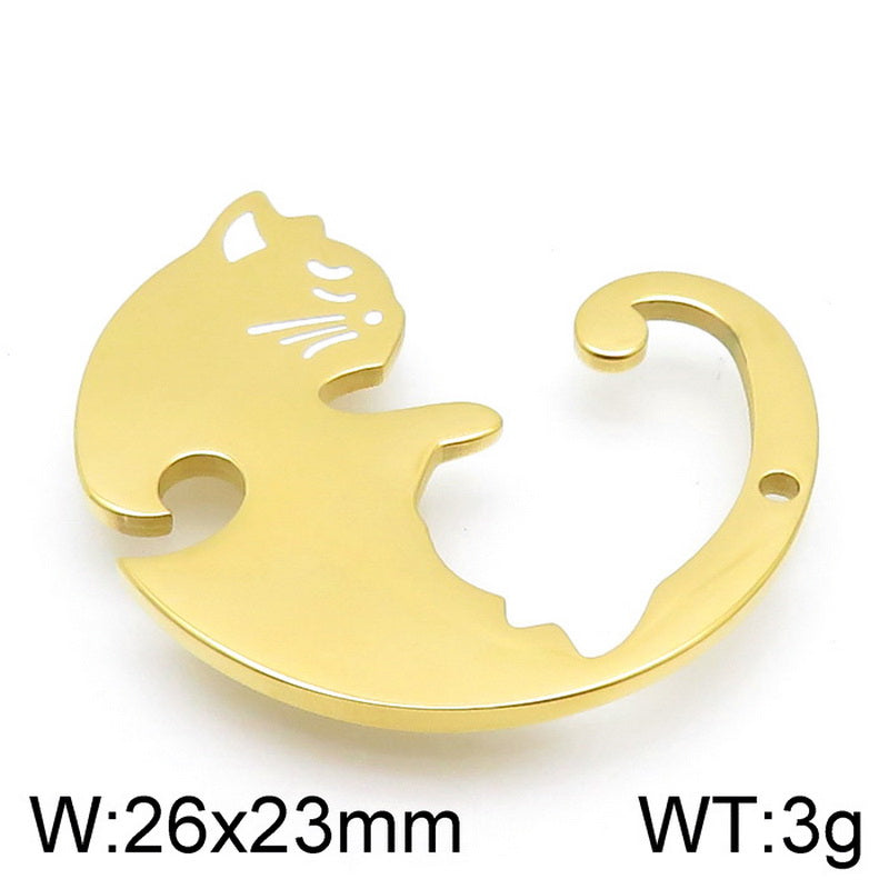 1 Piece Stainless Steel Zircon 18K Gold Plated Animal