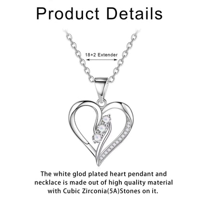 Elegant Lady Heart Shape Copper Plating Inlay Zircon 14k Gold Plated Pendant Necklace