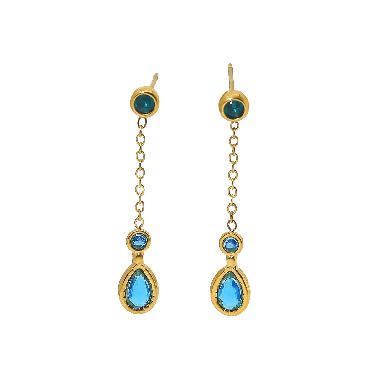 1 Pair Retro Water Droplets Plating Inlay Titanium Steel Zircon 18k Gold Plated Drop Earrings