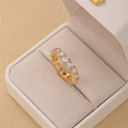 Simple Style Round Copper Plating Inlay Zircon Gold Plated Silver Plated Rings