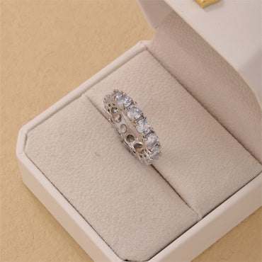 Simple Style Round Copper Plating Inlay Zircon Gold Plated Silver Plated Rings