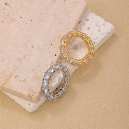 Simple Style Round Copper Plating Inlay Zircon Gold Plated Silver Plated Rings