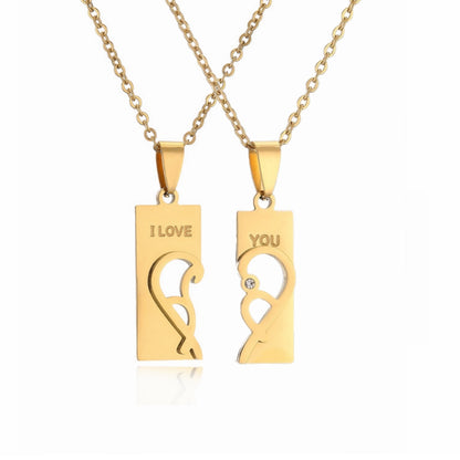 Ig Style Simple Style Love Heart Shape Lock Stainless Steel Plating Inlay Zircon Pendant Necklace