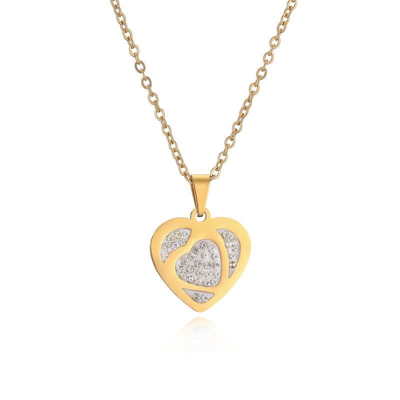 Ig Style Simple Style Love Heart Shape Lock Stainless Steel Plating Inlay Zircon Pendant Necklace