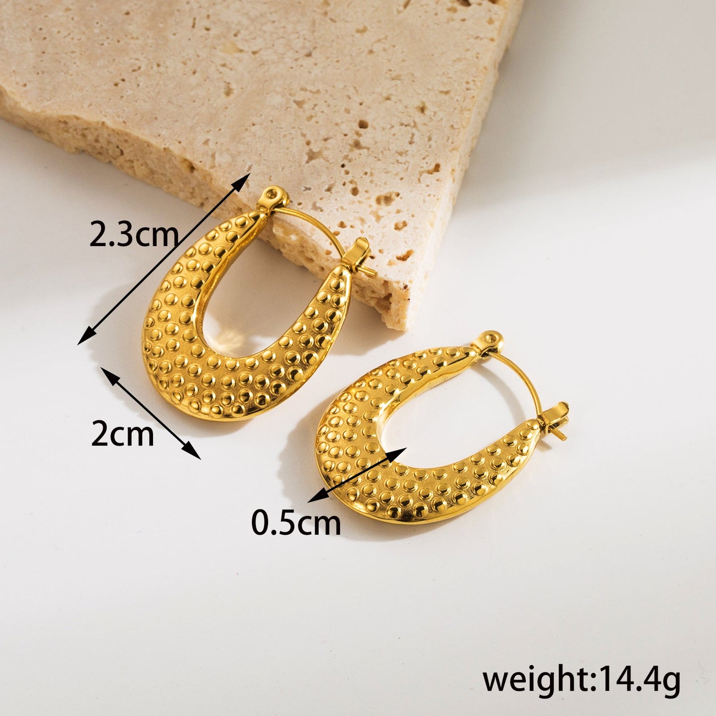 1 Pair Simple Style U Shape Geometric Heart Shape Plating Stainless Steel 18k Gold Plated Earrings