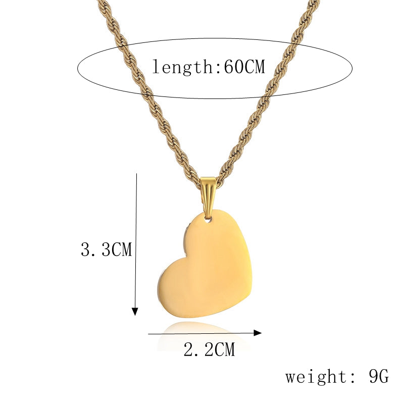 Punk Simple Style Heart Shape Stainless Steel Plating Inlay Pendant Necklace