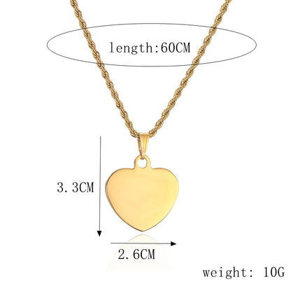 Punk Simple Style Heart Shape Stainless Steel Plating Inlay Pendant Necklace