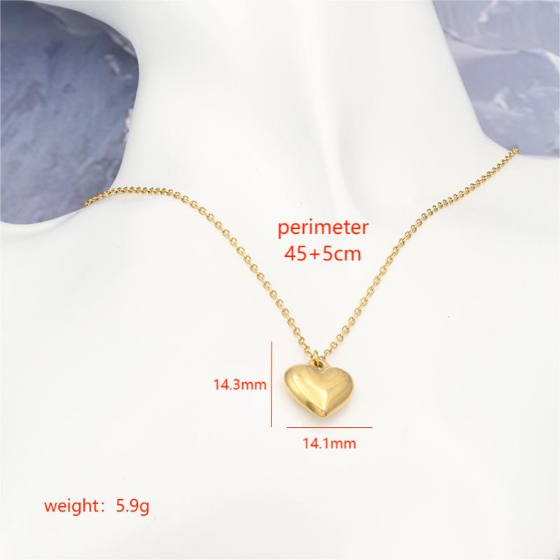 Sweet Simple Style Heart Shape Stainless Steel Polishing Plating 18k Gold Plated Necklace