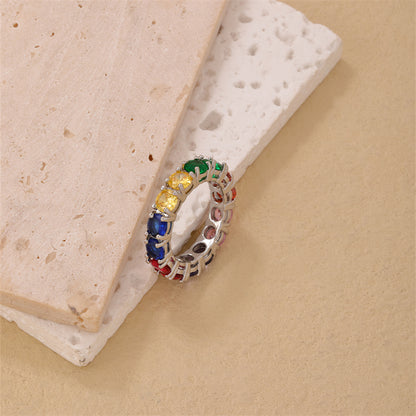 Simple Style Round Copper Plating Inlay Zircon Gold Plated Silver Plated Rings