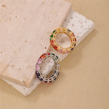 Simple Style Round Copper Plating Inlay Zircon Gold Plated Silver Plated Rings