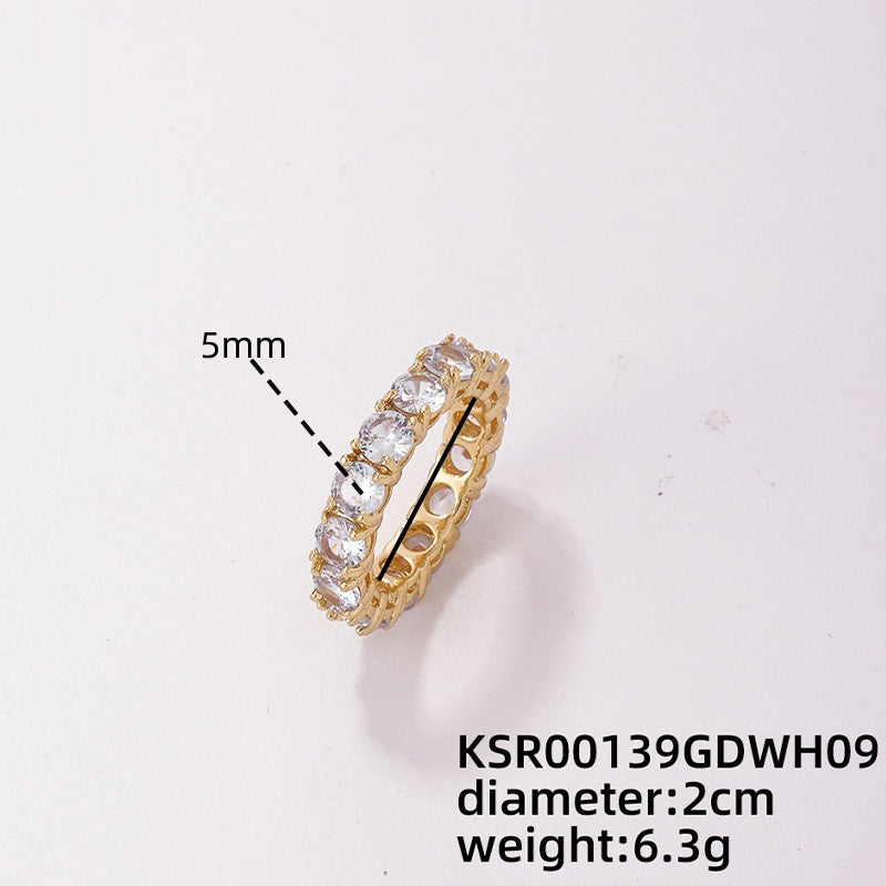 Simple Style Round Copper Plating Inlay Zircon Gold Plated Silver Plated Rings