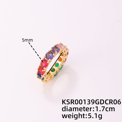 Simple Style Round Copper Plating Inlay Zircon Gold Plated Silver Plated Rings