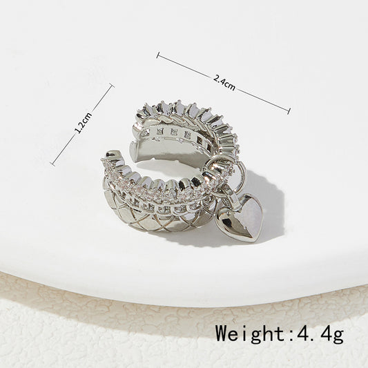1 Piece Simple Style Korean Style Heart Shape Plating Inlay Copper Zircon Ear Cuffs