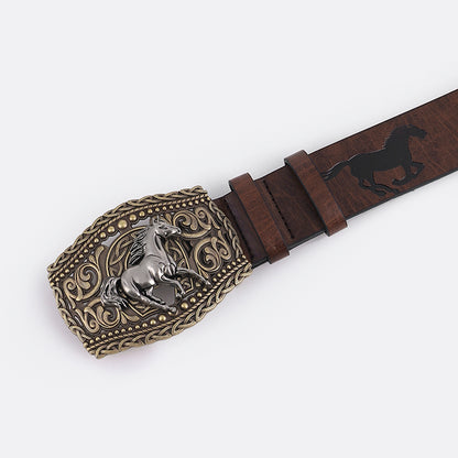 Chinoiserie Basic Retro Cattle Antelope Pu Leather Unisex Leather Belts