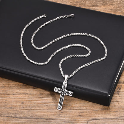 Simple Style Cross Stainless Steel Stoving Varnish Pendant Necklace