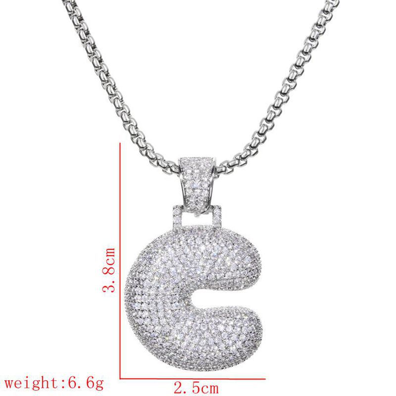 Lady Letter Copper Plating Inlay Zircon White Gold Plated Necklace