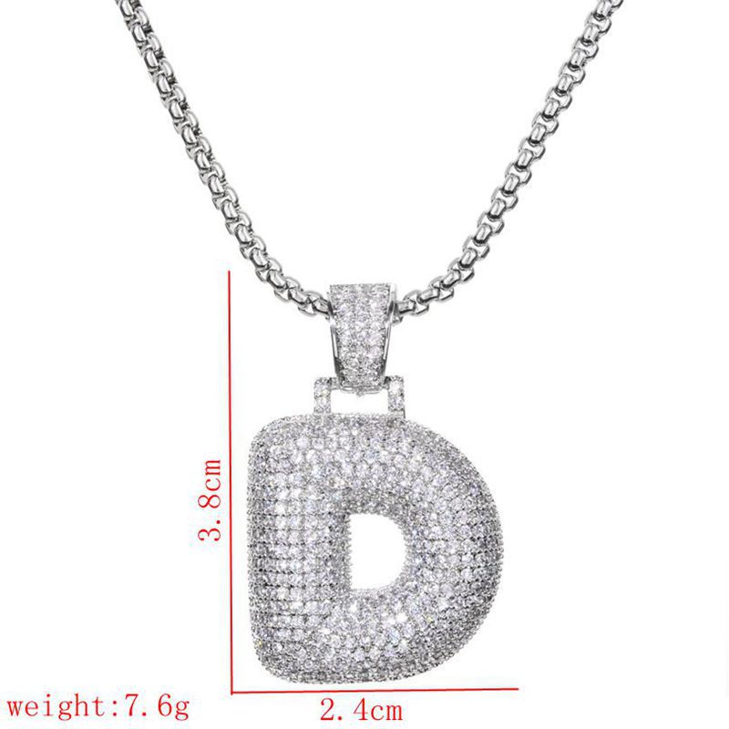 Lady Letter Copper Plating Inlay Zircon White Gold Plated Necklace