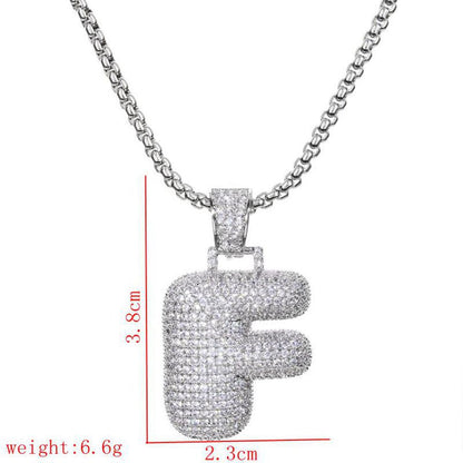 Lady Letter Copper Plating Inlay Zircon White Gold Plated Necklace