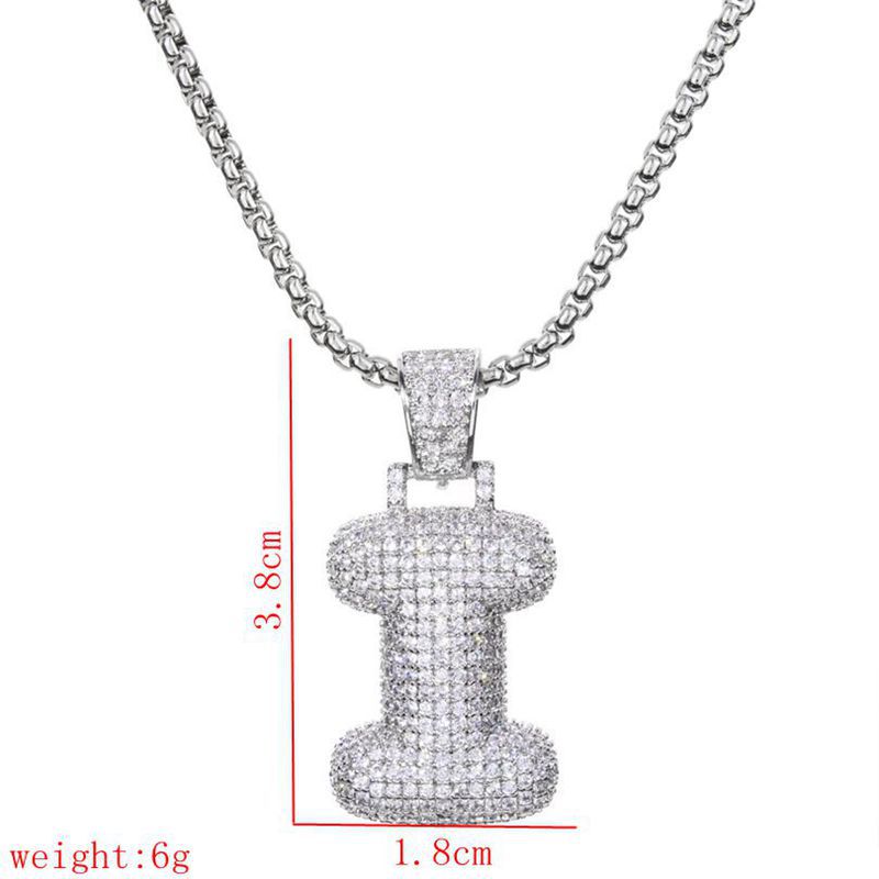 Lady Letter Copper Plating Inlay Zircon White Gold Plated Necklace