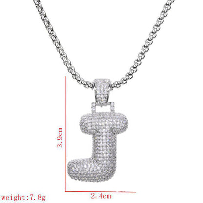 Lady Letter Copper Plating Inlay Zircon White Gold Plated Necklace