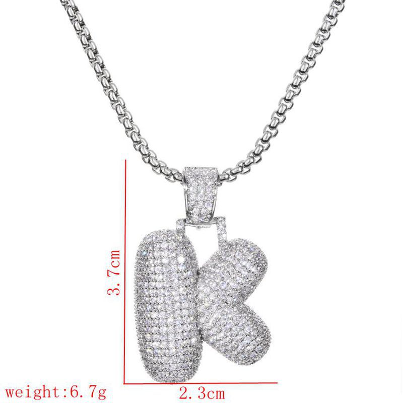 Lady Letter Copper Plating Inlay Zircon White Gold Plated Necklace