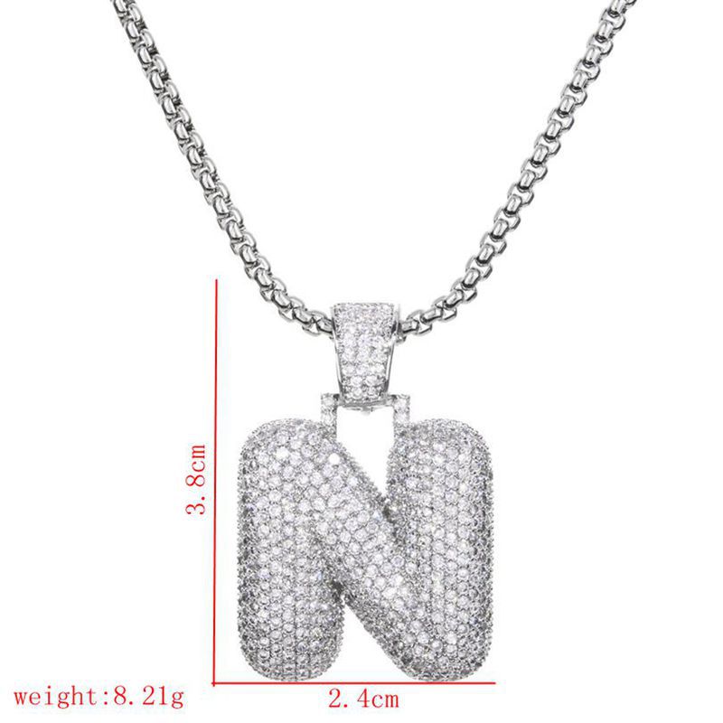 Lady Letter Copper Plating Inlay Zircon White Gold Plated Necklace