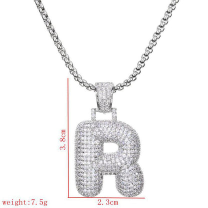 Lady Letter Copper Plating Inlay Zircon White Gold Plated Necklace