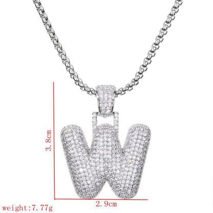 Lady Letter Copper Plating Inlay Zircon White Gold Plated Necklace