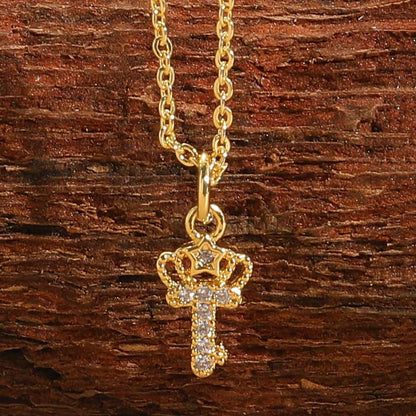 Simple Style Pentagram Round Key Copper Plating Inlay Zircon 14k Gold Plated White Gold Plated Pendant Necklace