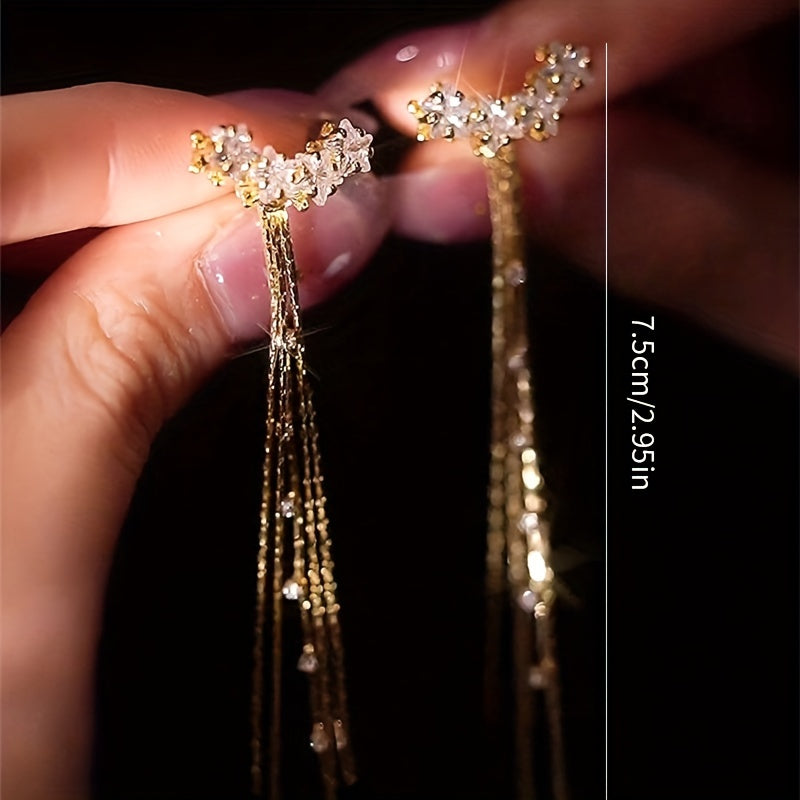 1 Pair Ig Style Star Tassel Plating Inlay Copper Zircon Gold Plated Drop Earrings