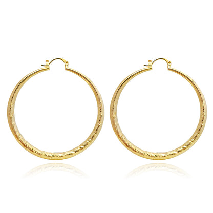 1 Pair Elegant Solid Color Plating Pleated Stainless Steel Gold Plated Earrings