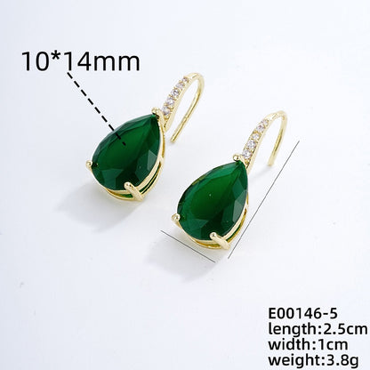 1 Pair Glam Lady Water Droplets Plating Inlay Copper Zircon Gold Plated Drop Earrings