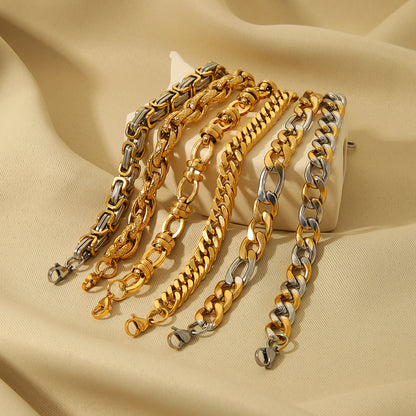 Hip-hop Geometric Stainless Steel Handmade Plating Chain 24k Gold Plated Men's Bracelets