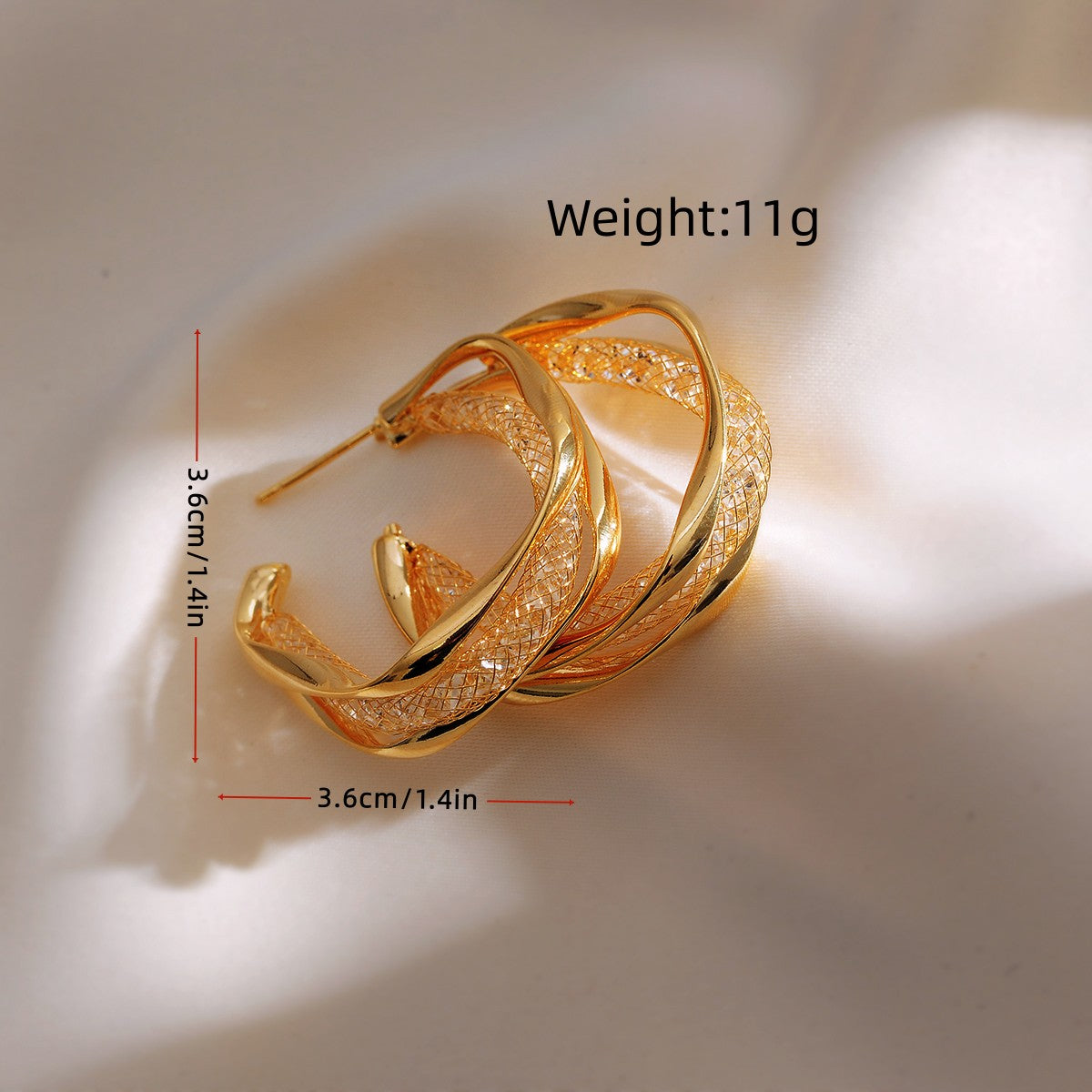 1 Pair Simple Style C Shape Plating Copper 18k Gold Plated Ear Studs