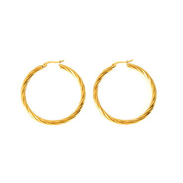 1 Pair Simple Style Solid Color Plating Stainless Steel 18k Gold Plated Hoop Earrings