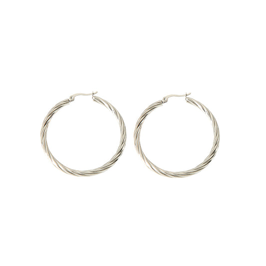 1 Pair Simple Style Solid Color Plating Stainless Steel 18k Gold Plated Hoop Earrings