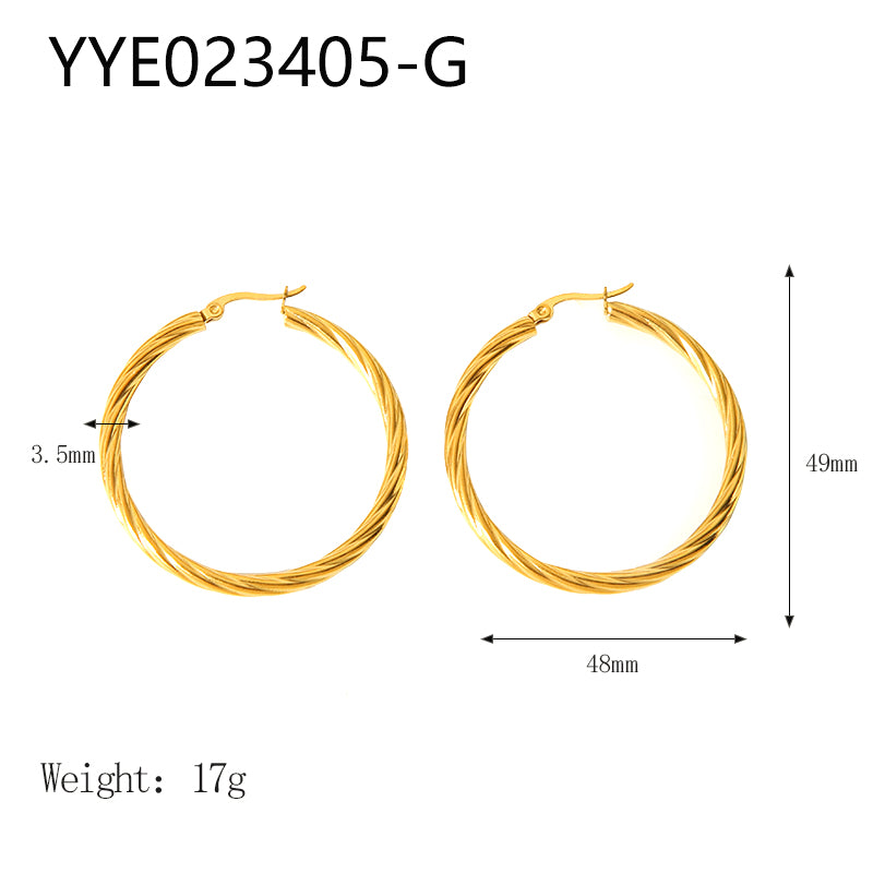 1 Pair Simple Style Solid Color Plating Stainless Steel 18k Gold Plated Hoop Earrings