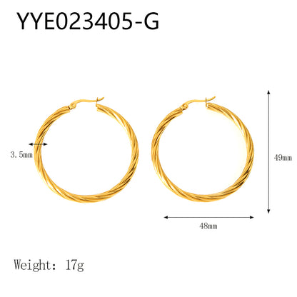 1 Pair Simple Style Solid Color Plating Stainless Steel 18k Gold Plated Hoop Earrings