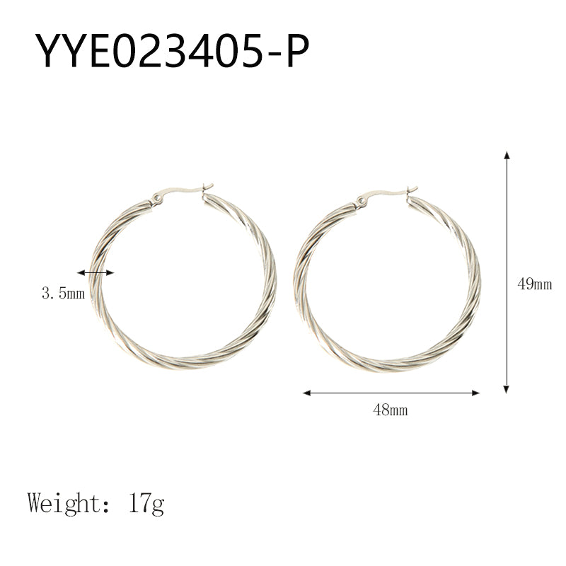 1 Pair Simple Style Solid Color Plating Stainless Steel 18k Gold Plated Hoop Earrings