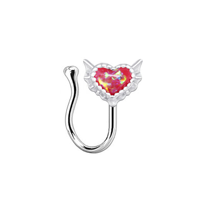 1 Piece Nose Rings & Studs Sexy Sweet Heart Shape Stainless Steel Plating Inlay Opal Nose Ring