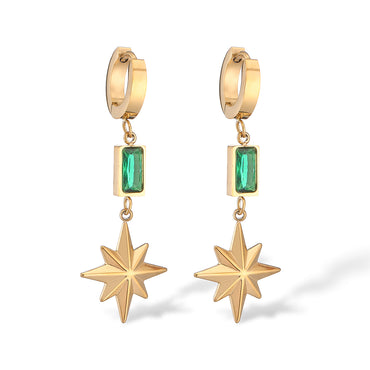 1 Pair Simple Style Commute Solid Color Plating Inlay Titanium Steel Zircon 18k Gold Plated Drop Earrings Earrings