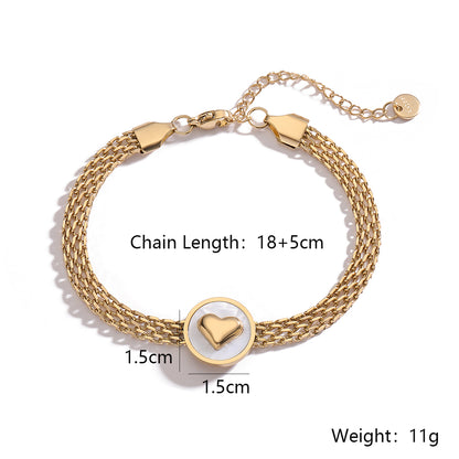 Simple Style Commute Heart Shape Titanium Steel Plating Inlay Zircon 18k Gold Plated Bracelets