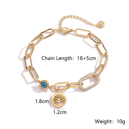 Simple Style Heart Shape Titanium Steel Plating Inlay Zircon 18k Gold Plated Bracelets