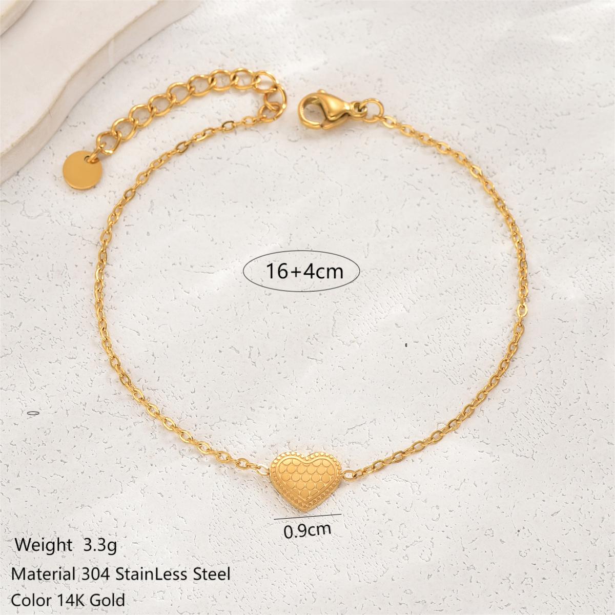 Simple Style Classic Style Cross Heart Shape Crown Stainless Steel Plating 14k Gold Plated Bracelets