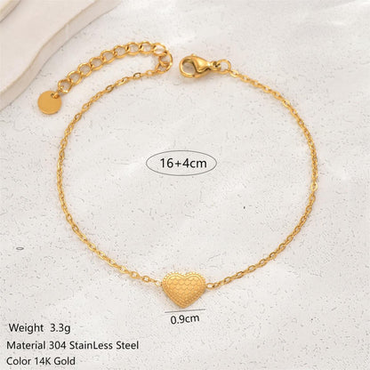 Simple Style Classic Style Cross Heart Shape Crown Stainless Steel Plating 14k Gold Plated Bracelets