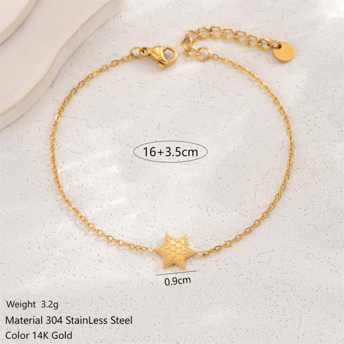 Simple Style Classic Style Cross Heart Shape Crown Stainless Steel Plating 14k Gold Plated Bracelets