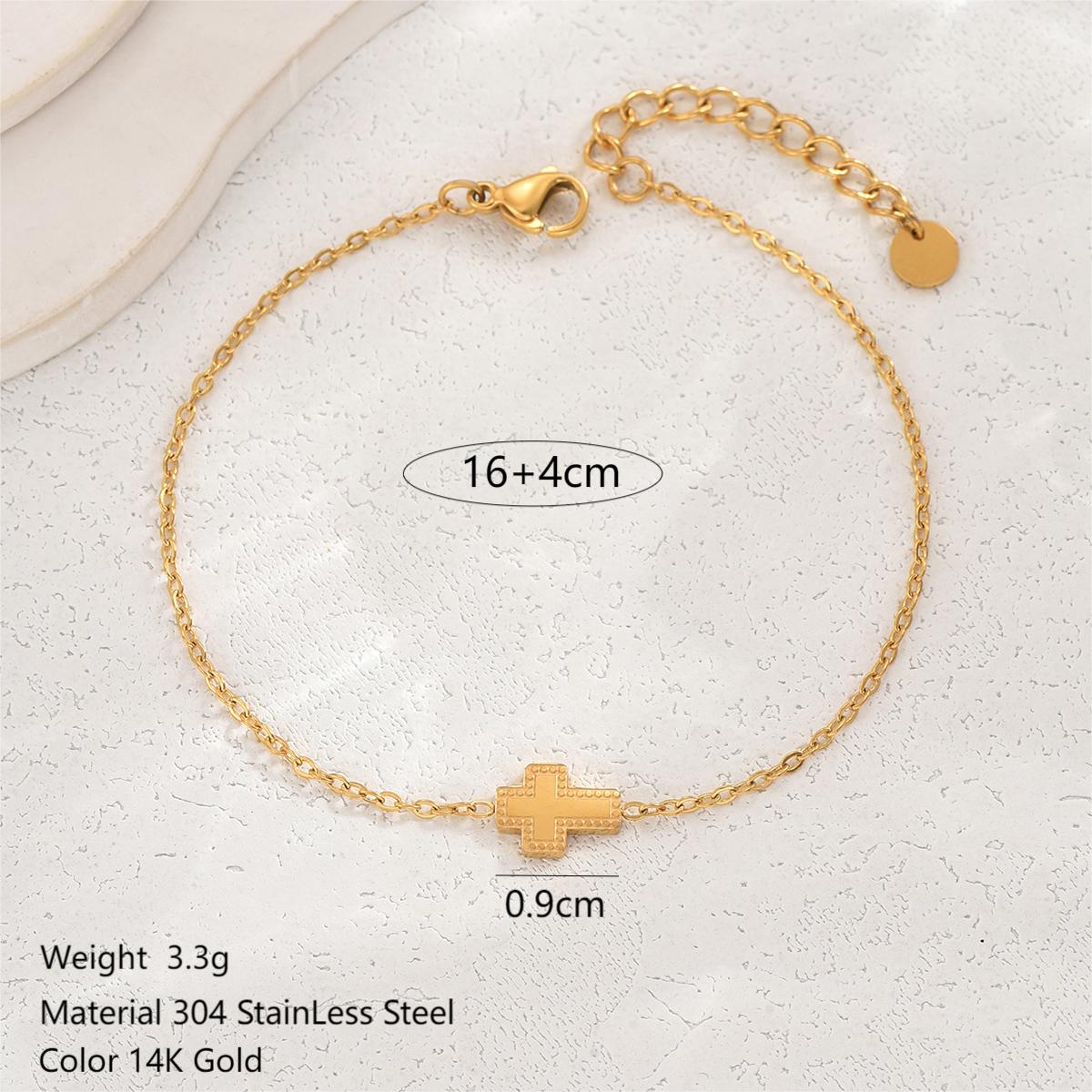 Simple Style Classic Style Cross Heart Shape Crown Stainless Steel Plating 14k Gold Plated Bracelets